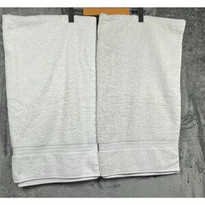 (2) Ralph Lauren Sanders Cotton 27x50 Solid 2 Piece Towel White Made in USA VTG